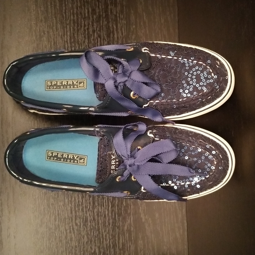Womens Sperry Top-Sider 100% Wool With Sequins Navy Sz 7